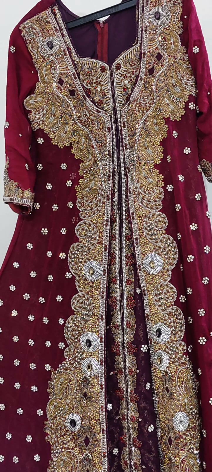 Mohsin Sons | Charming Maroon Bridal Suit | Women Bridals | Small | Worn Once