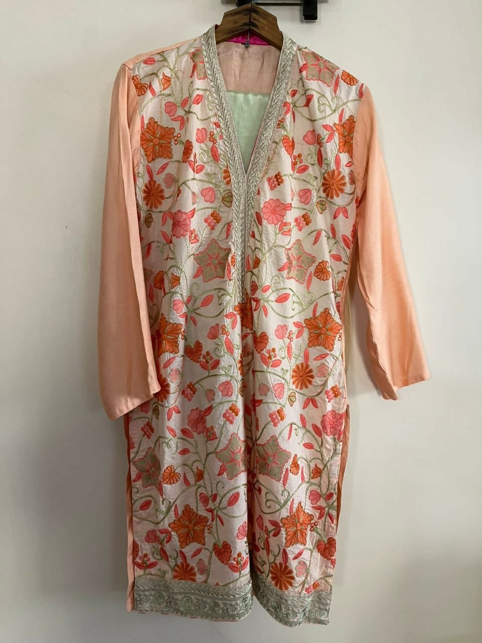 Peach Embroidered Kurta | Women Locally Made Kurta | Small | New