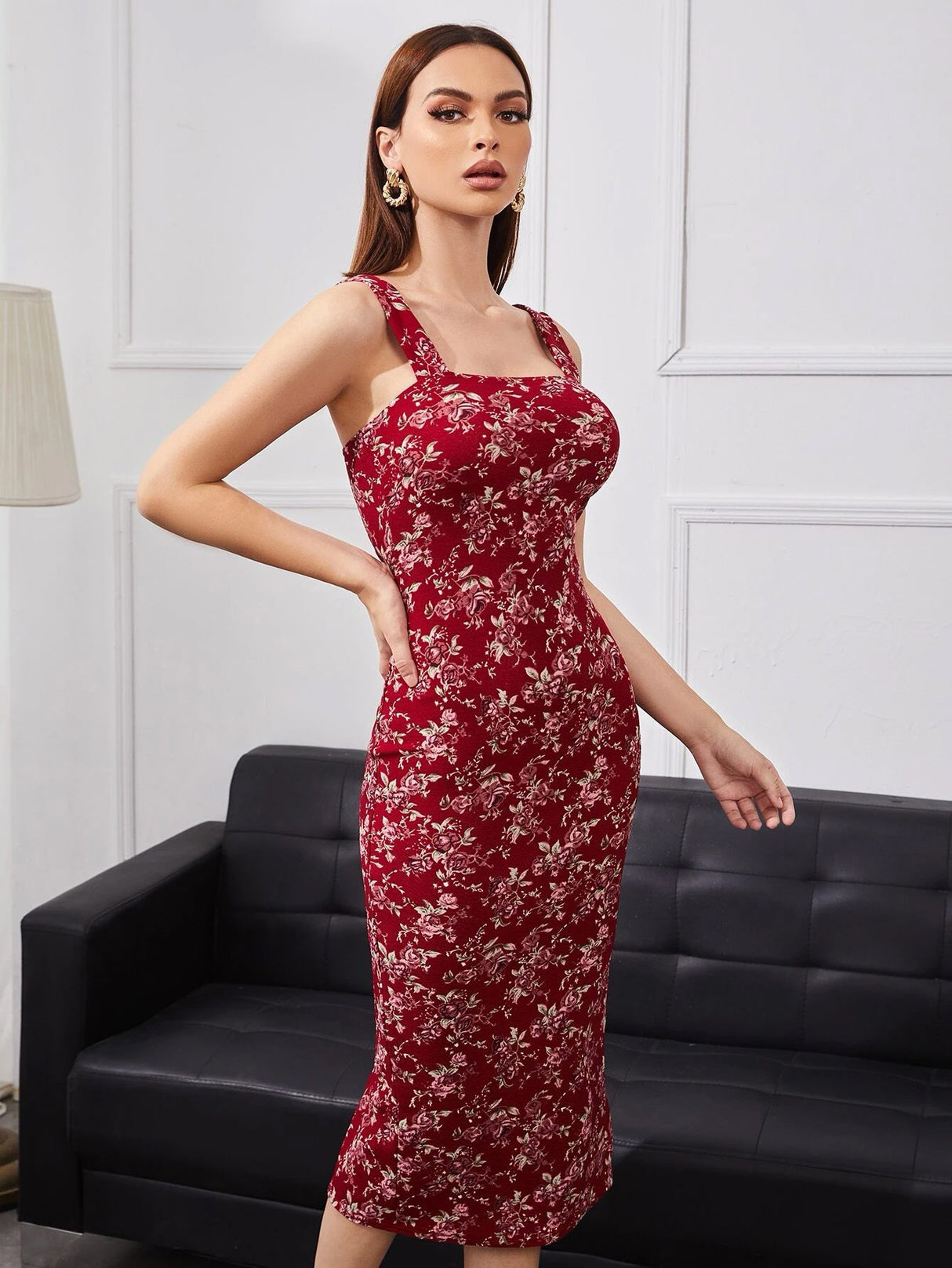Buy Shein Floral Print Split Hem Cami Dress in Pakistan