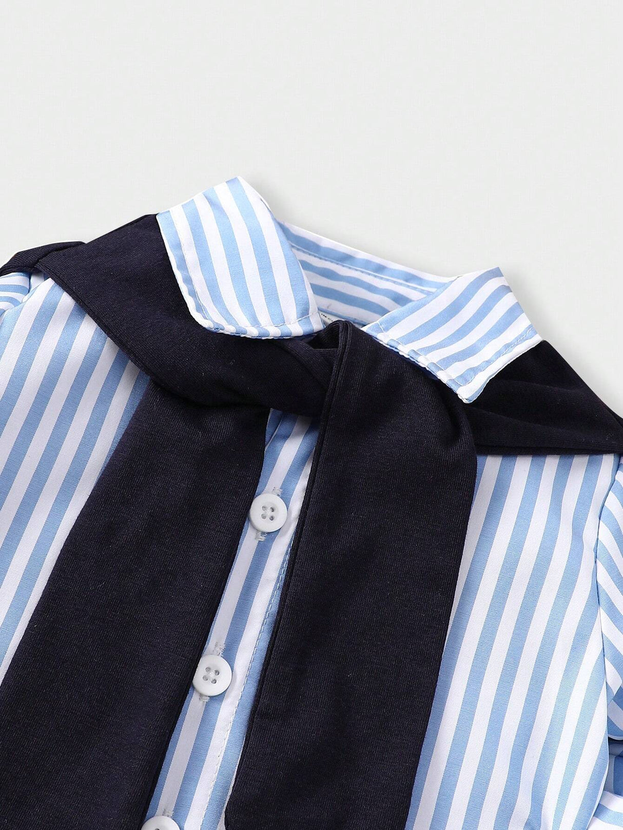 Buy SHEIN Souflis Baby Boy's French Style Striped Shirt With Shawl Collar For Spring And Summer Vacation, Daily Leisure Look in Pakistan