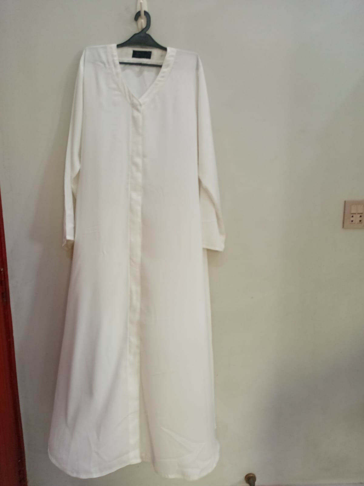 White Front Open Abaya with Stole | Women Accessories | Large | Brand New
