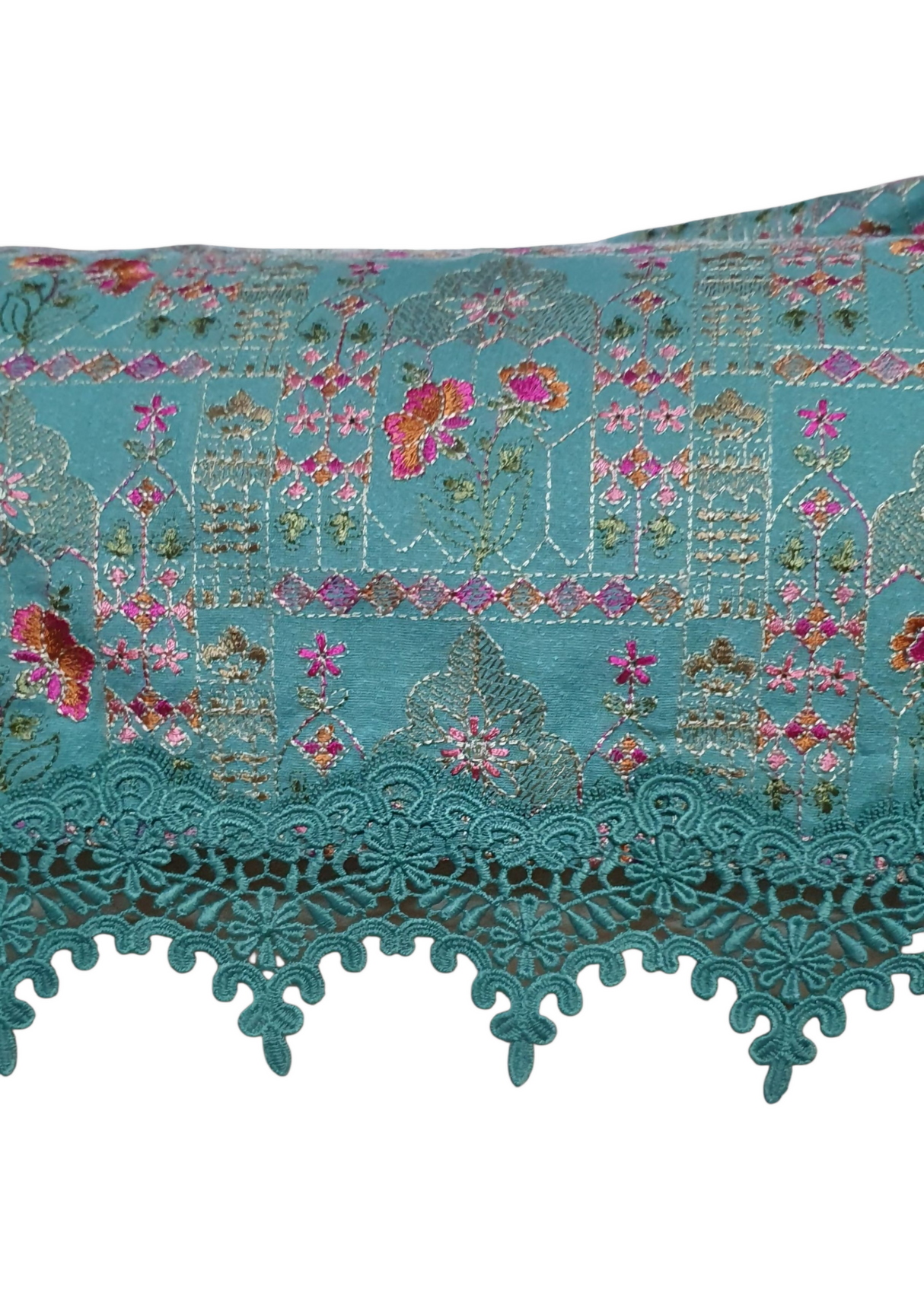 Bareeze |Turquoise Lawn Karandi Shirt Trouser | Women Branded Shirt Trouser | Size Medium | Worn Once