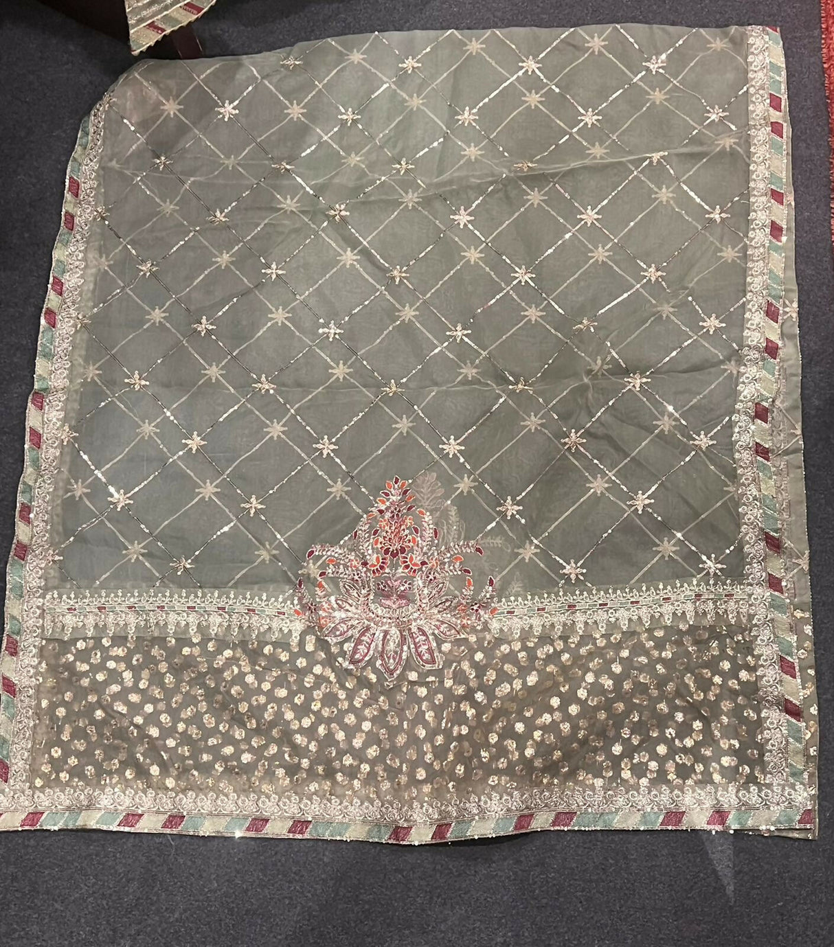 Elegant Embroidered 3PC Formal Suit l Women’s Frock & Maxi l Party wear | Medium | Worn once