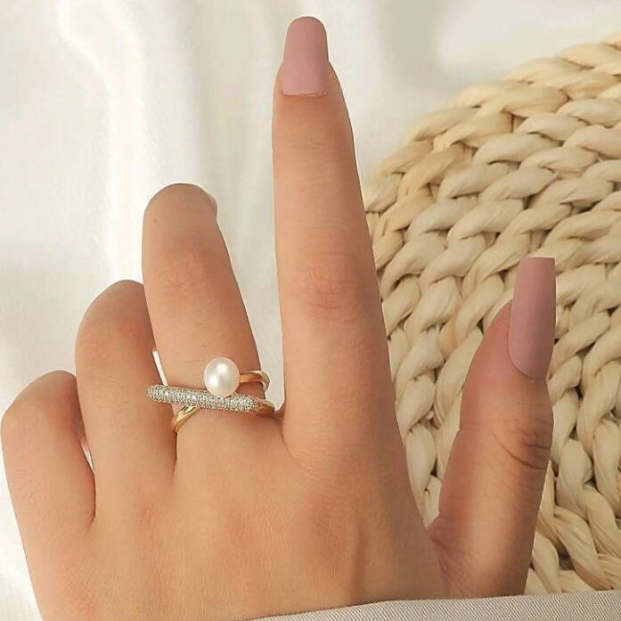 Shein | Rhinestone & Faux Pearl Cuff Ring | Women Jewelry | Brand New