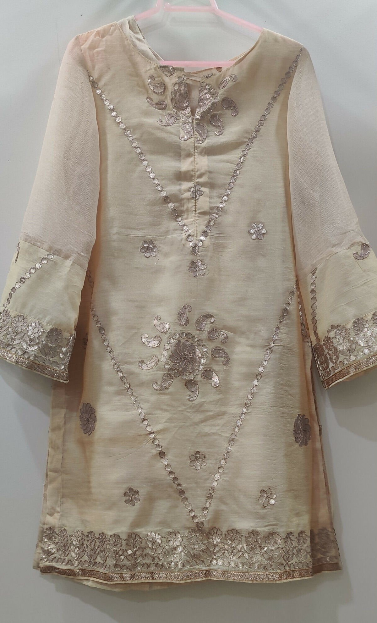 Gota Work Kurta | Women Locally Made Kurta | Golden | Large | Worn Once