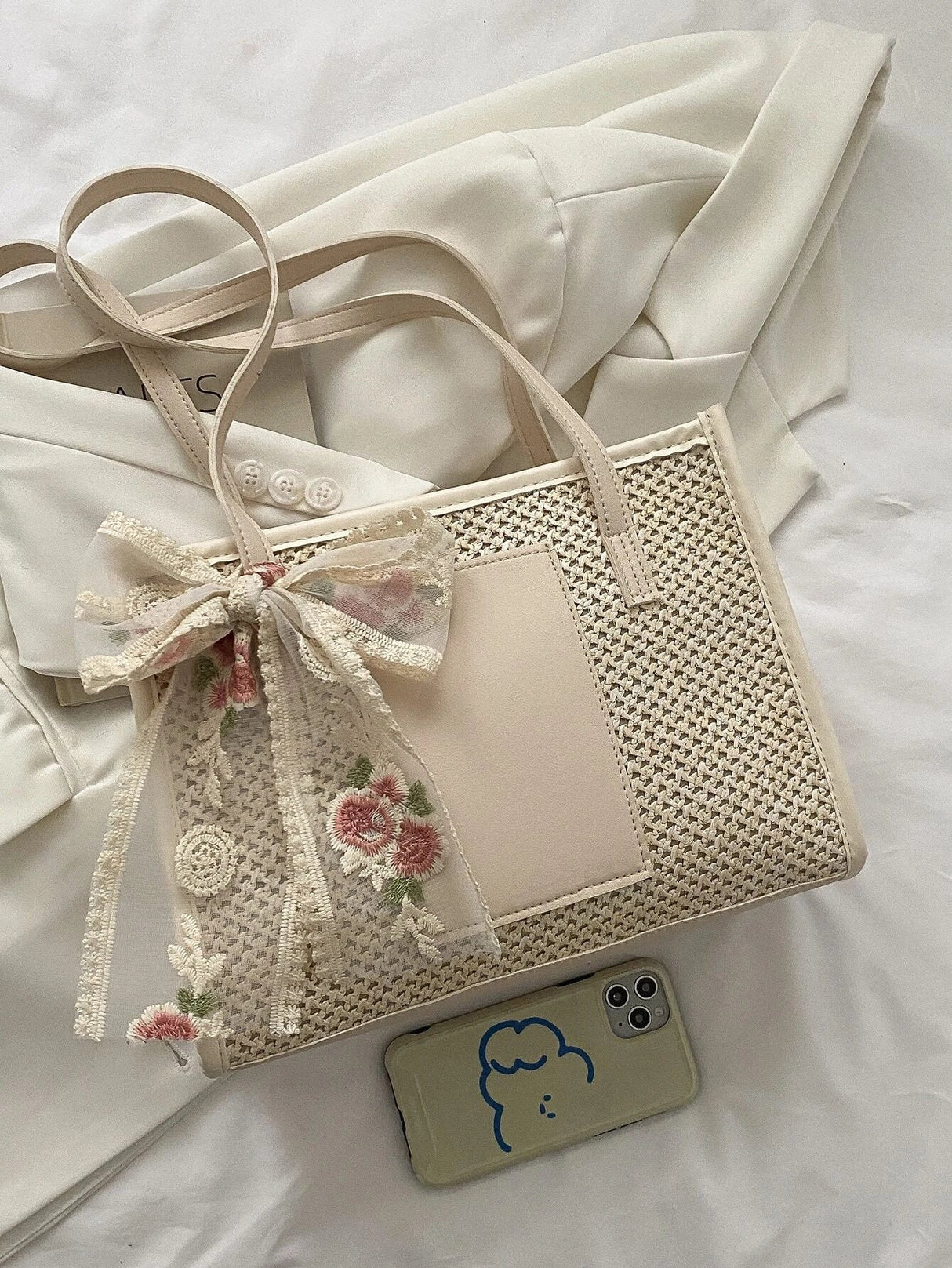 Buy Trendy Lightweight,Casual Bow Decor Straw Bag For Teen Girls Women College Students Perfect For College in Pakistan
