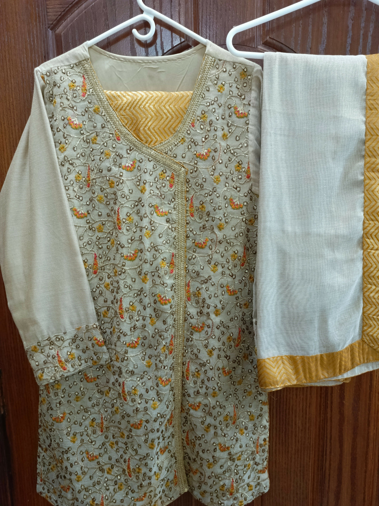 Fancy Cotton Net Dress | Women Locally Made Kurta | Medium to Large | Worn Once