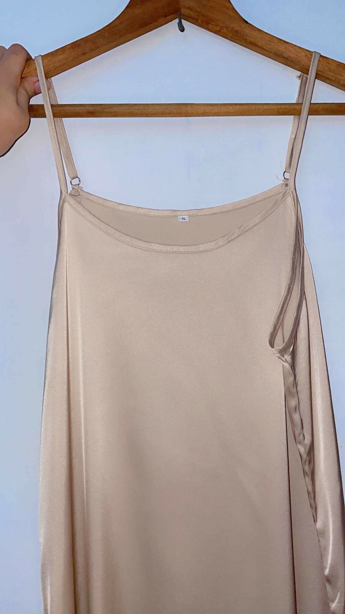 Silk Long Maxi | Women Frocks & Maxis | Beige | Small | Preloved