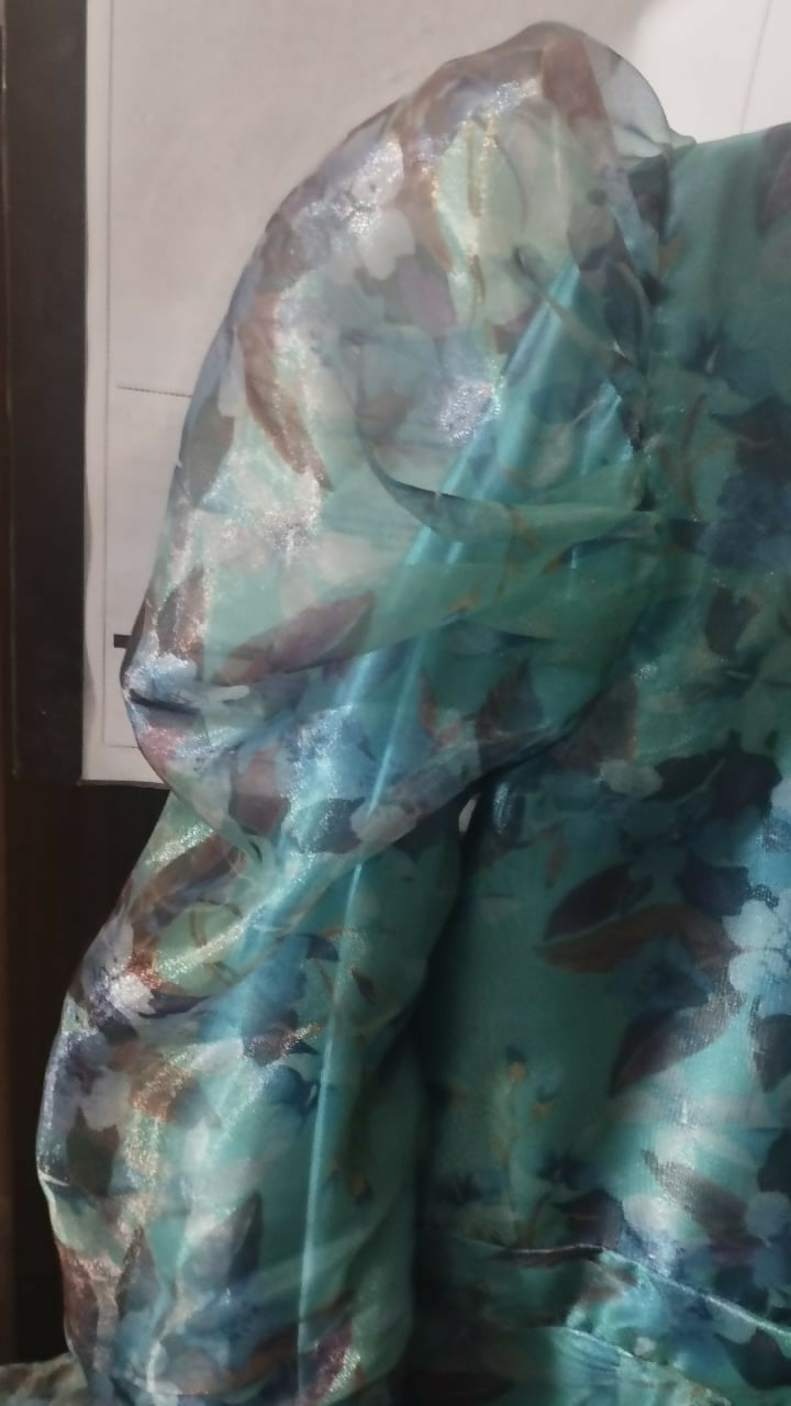 Girl's Organza Zink Colour Frock | Floral Long Frock with Frill | Women Frocks & Maxis | Small | Worn Once