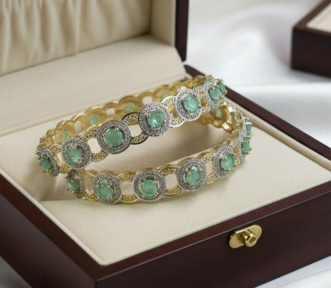 Round Stone Linked Bangle Set-00009 | Women Jewelry | Bangles/Bracelets | Brand New