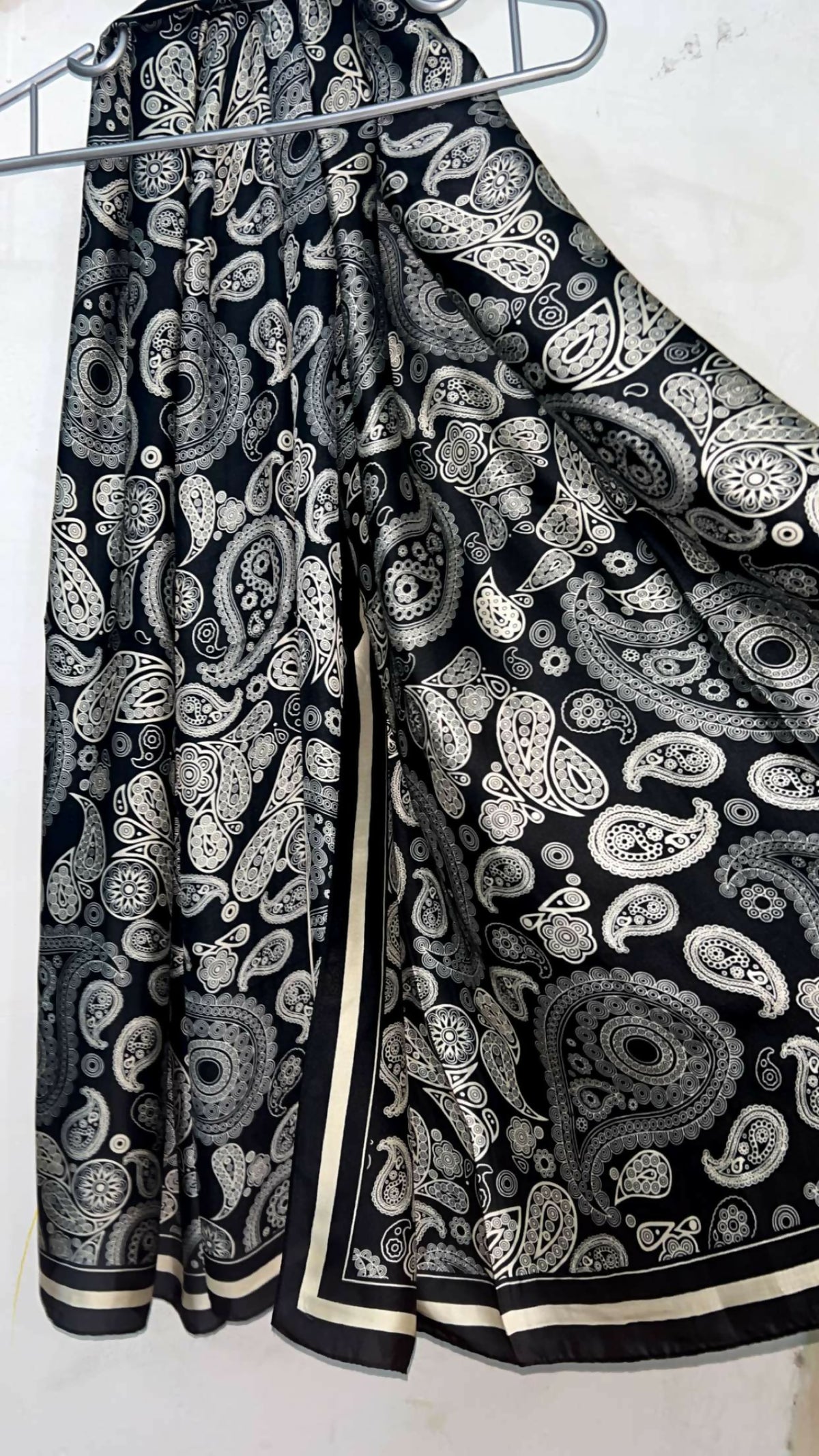 Black Printed Silk Scarf | Women Accessories | Hijabs & Scarves | Black | Worn Once