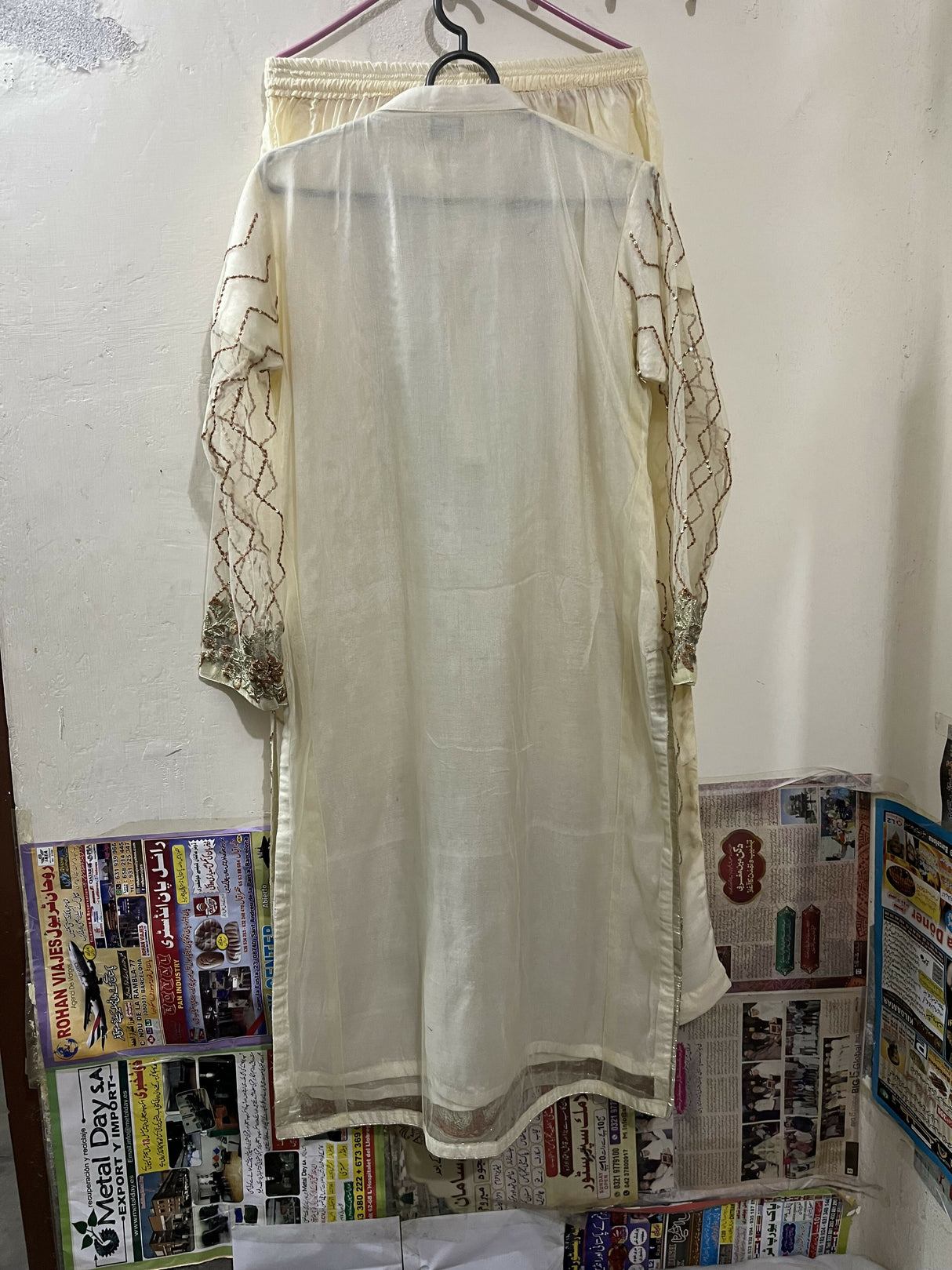 Shaposh | Off White Fully Embroidered 3-PC | Women Branded Formals | Large | New