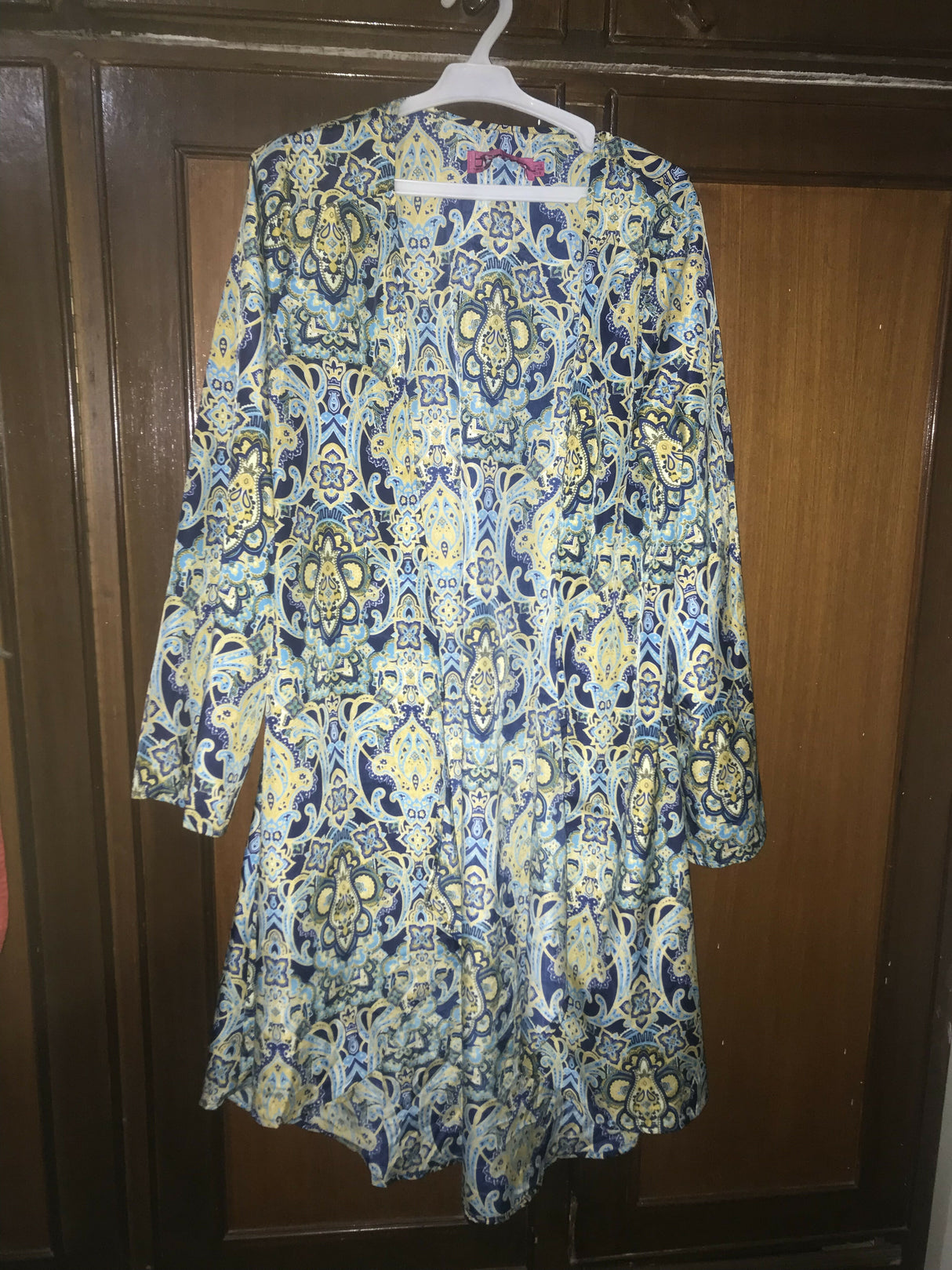 White and Blue Front Open Kurta | Women Locally Made Kurta | Small | New