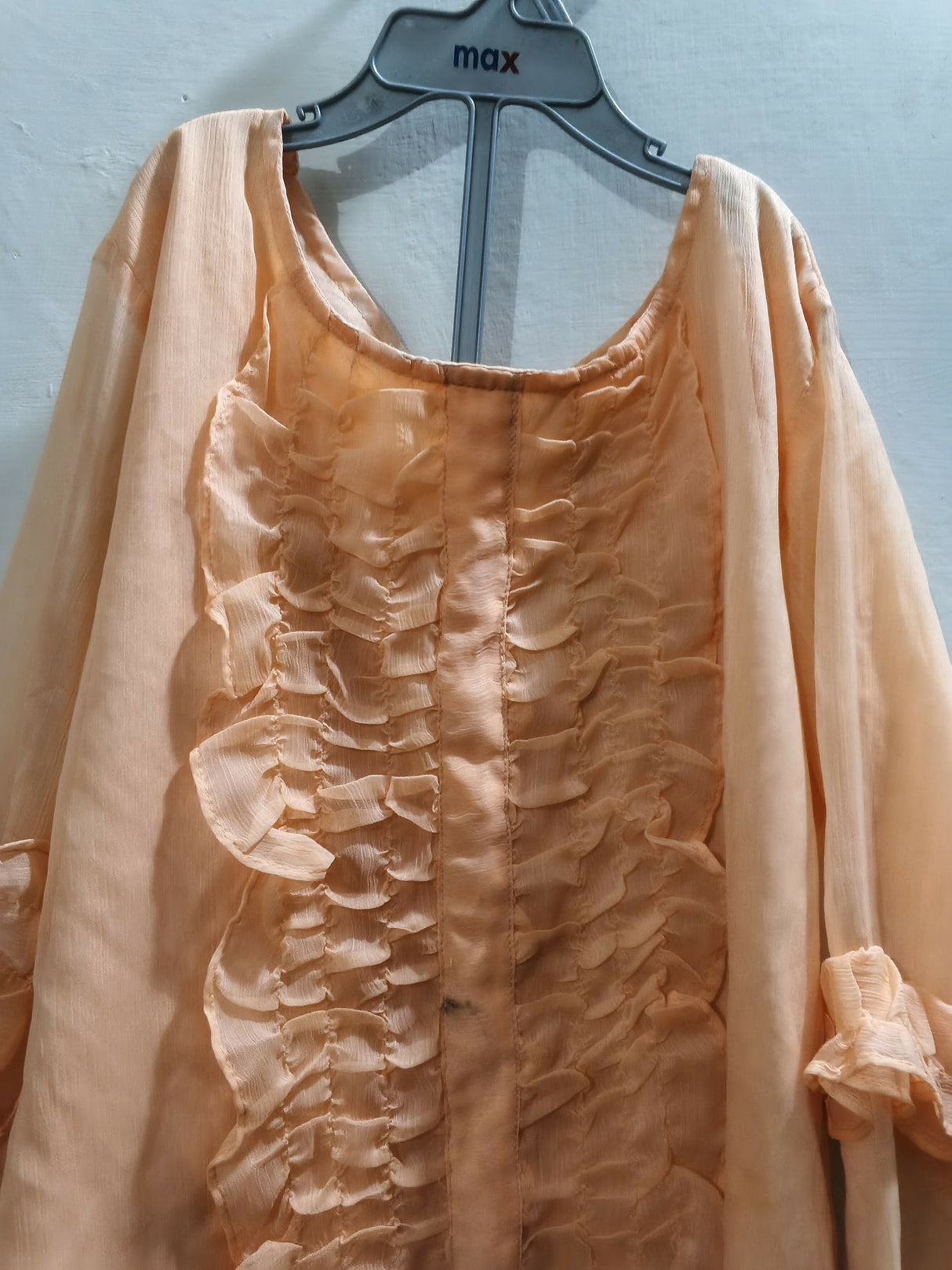 Nazmina | Peach Chiffon Top | Girls Tops and Shirts | Size: Small | Worn Once
