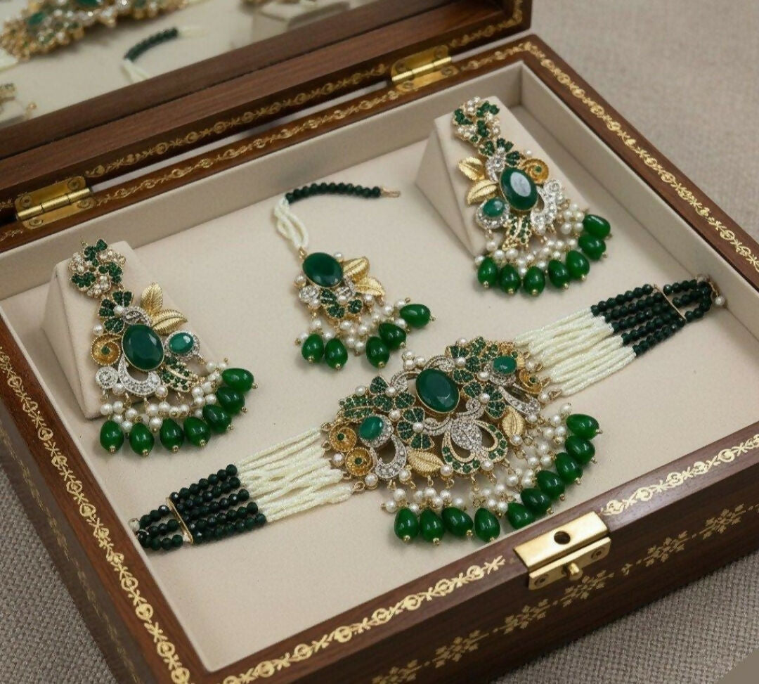 Oval/Flower Pearl Drop Choker Set-00261 | Women Jewelry | Wedding Jewelry & Sets | Brand New