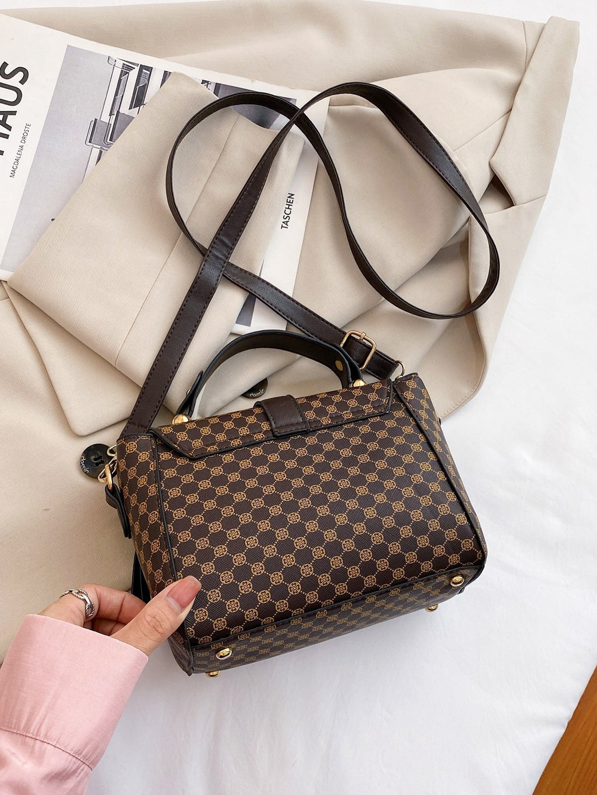 Buy SHEIN Waterproof,Lightweight,Business Casual Mini Graphic Print Metal Lock Satchel Bag in Pakistan