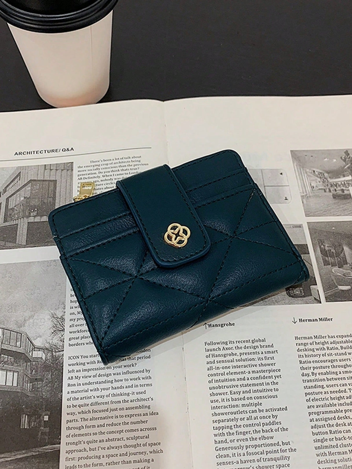 Buy SHEIN Women's Geometric Casual Metal Detail Bifold Short Wallet in Pakistan