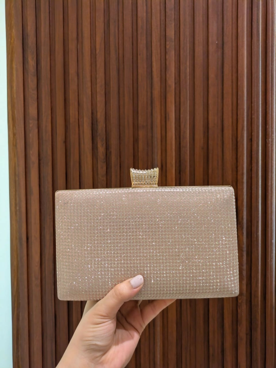 Champagne Gold Rhinestone Box Clutch | Women Bags | Clutches | Small | Brand New