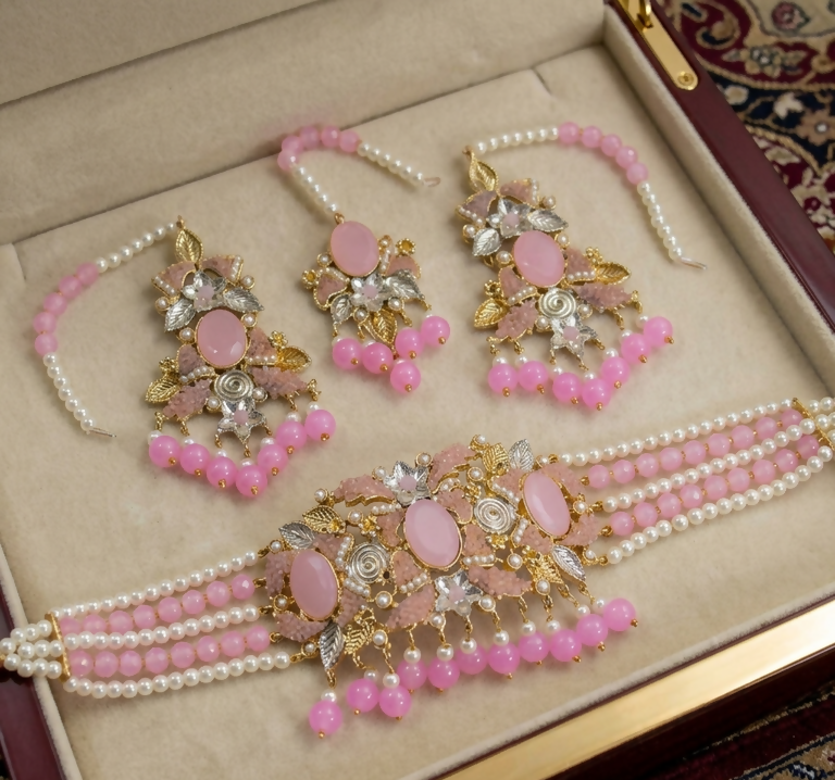 Oval Pearl Drop Choker Set-00276 | Women Jewelry | Wedding Jewelry & Sets | Brand New