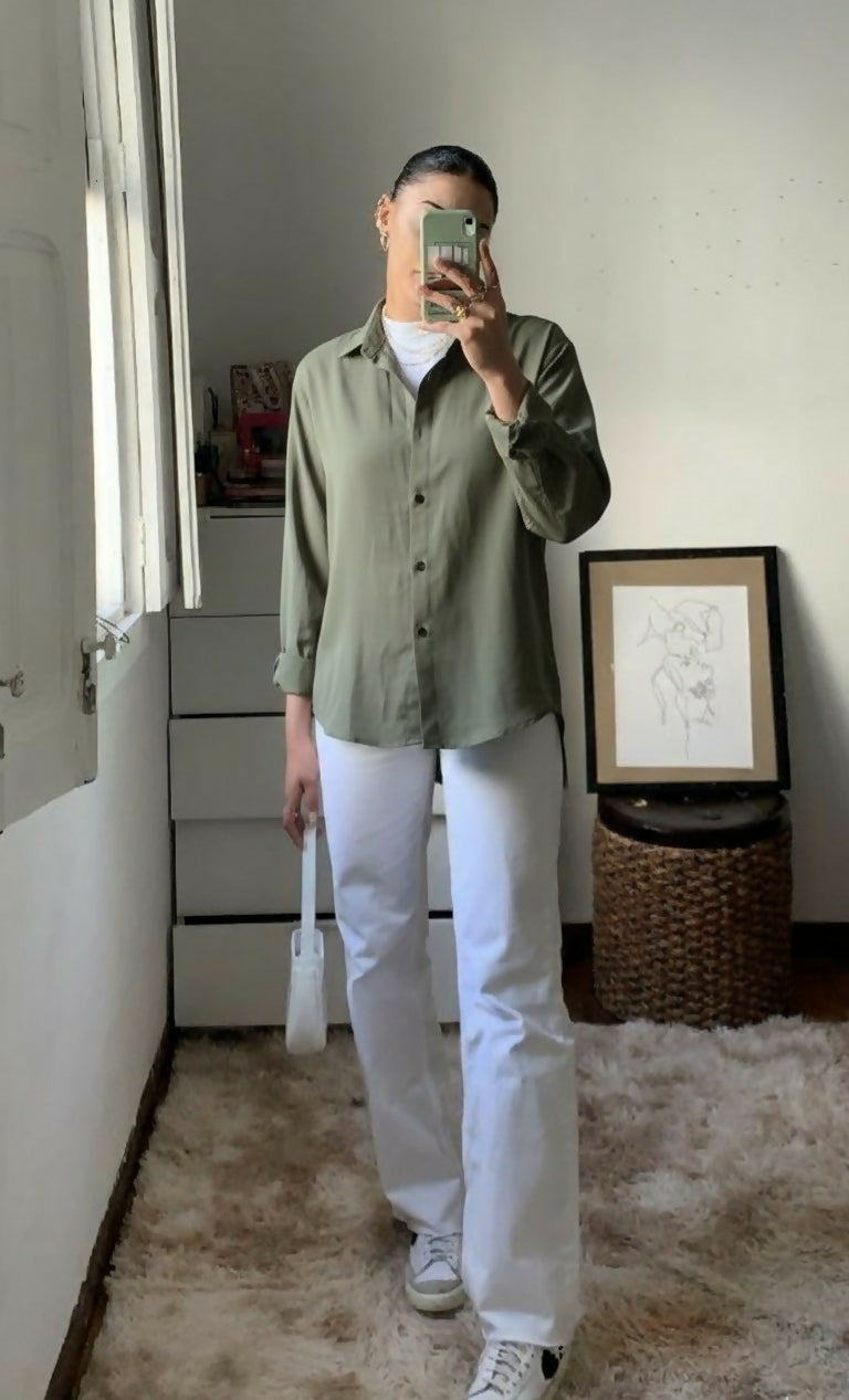 Brown Button Shirt | Women Tops & Shirts | Medium | Preloved