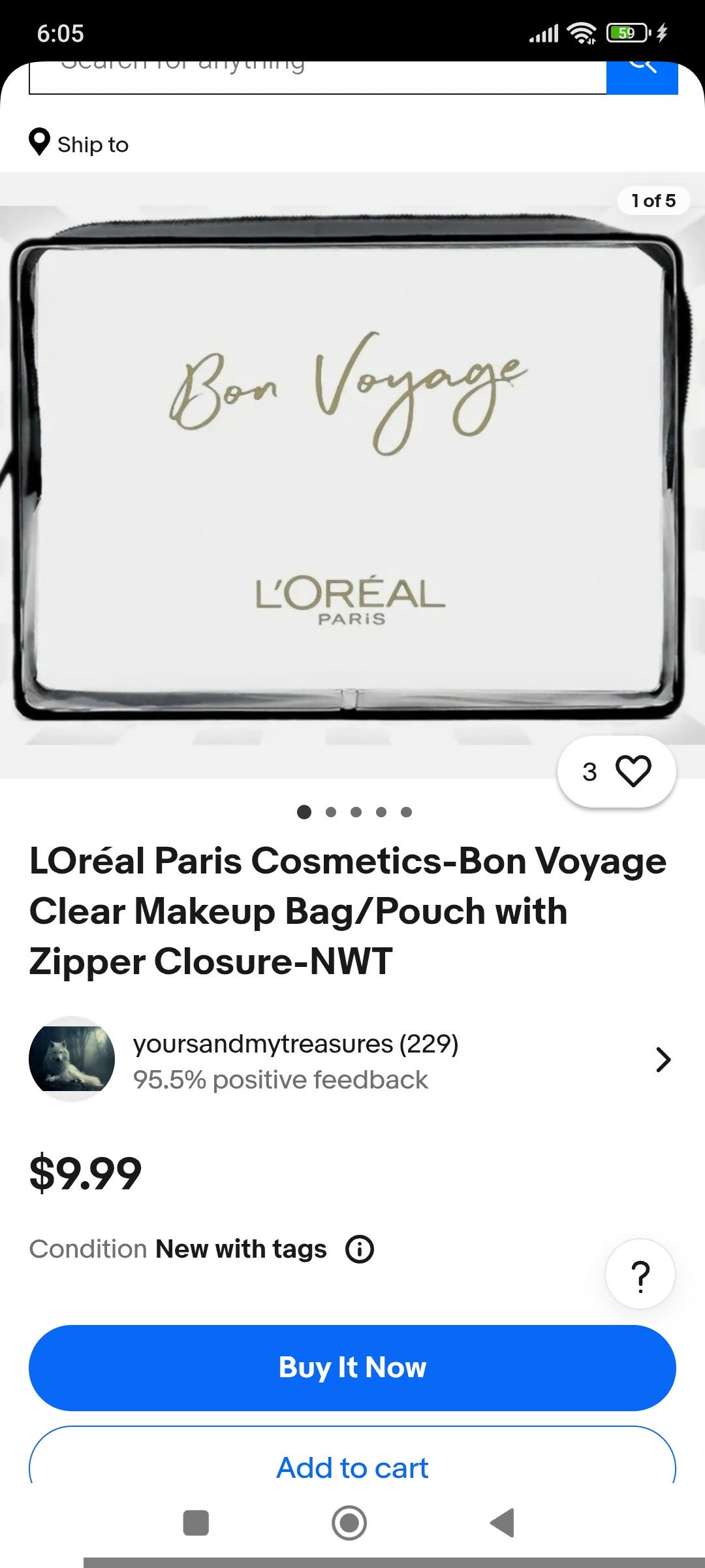 L'Oréal Paris Transparent Makeup Pouch | Women Bags | Medium | New