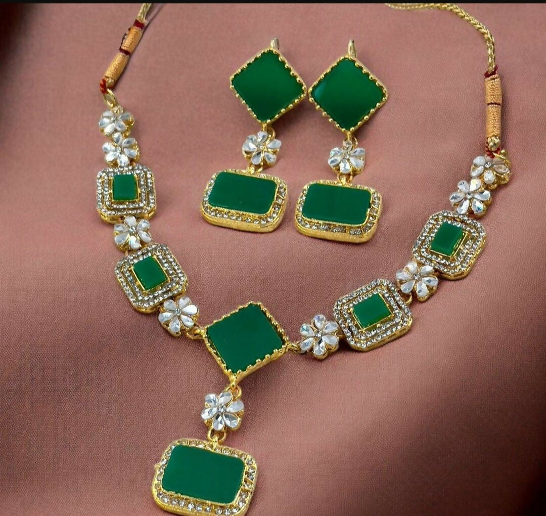 Square/Rectangle Drop Necklace Set-245 | Women Jewelry | Wedding Jewelry & Sets | Brand New