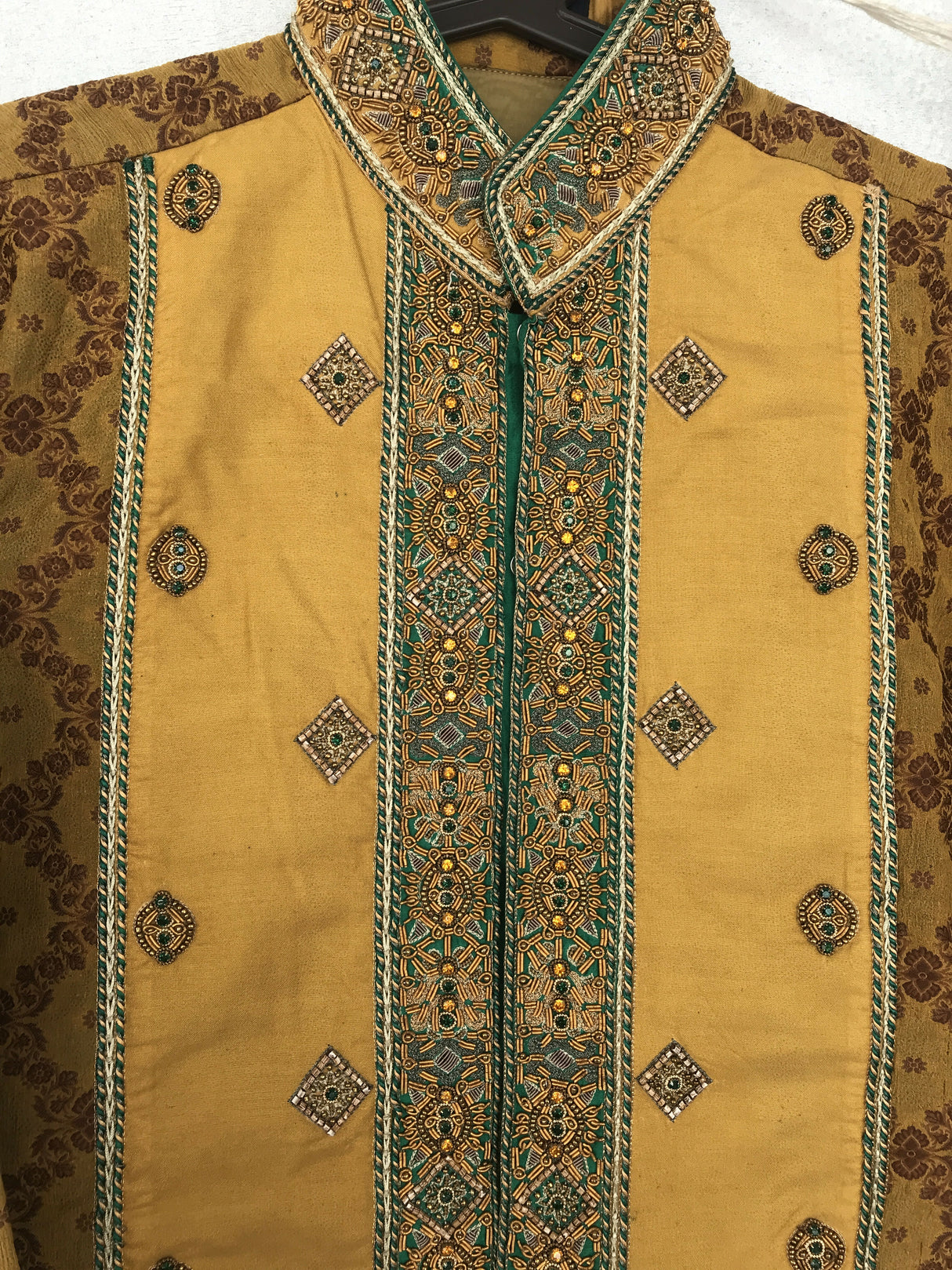 Mustard Embriodered Sherwani | Men Shalwar Kameez | Small | Worn Once