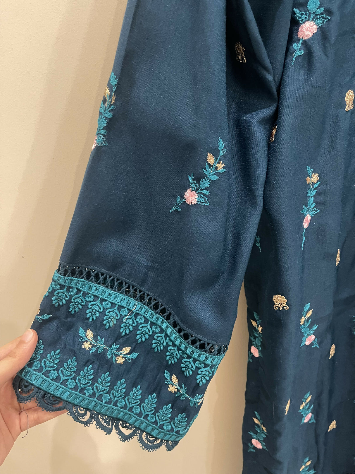 Navy Blue 3PC Stitched Suit| Women Locally Made Kurta | Small | New