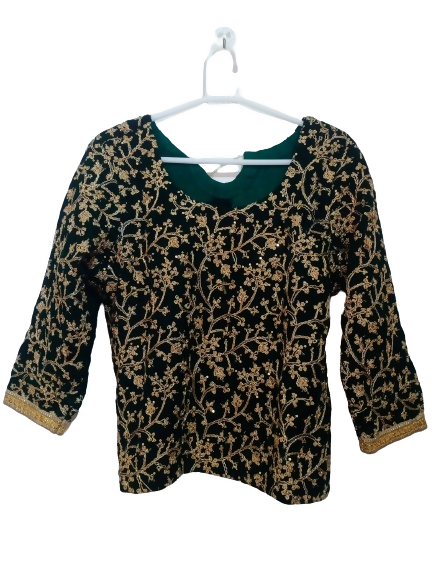 Peach Saree with Velvet Blouse | Women Sarees | Women Locally Made Formals | X Large | Preloved