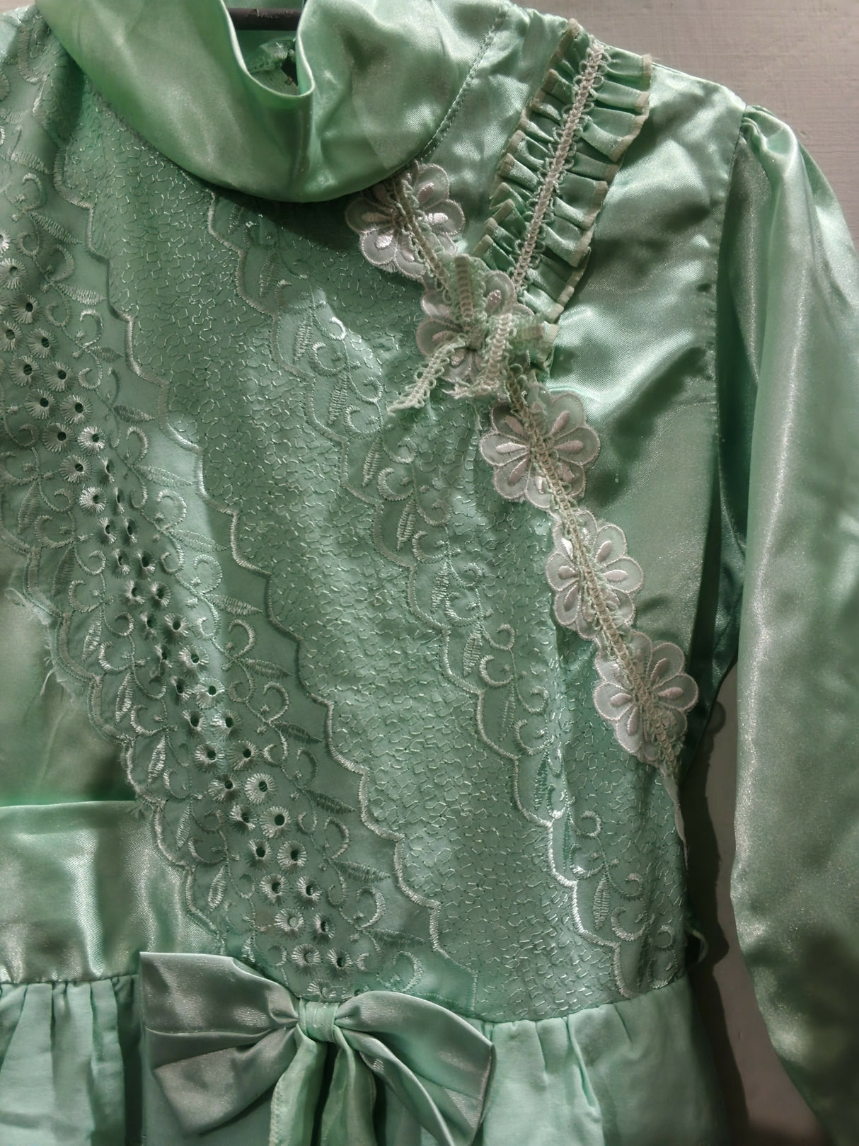 Sea Green Silk Frock | Girls Skirts & Dresses | Size: 6 to 7 Yrs | Preloved
