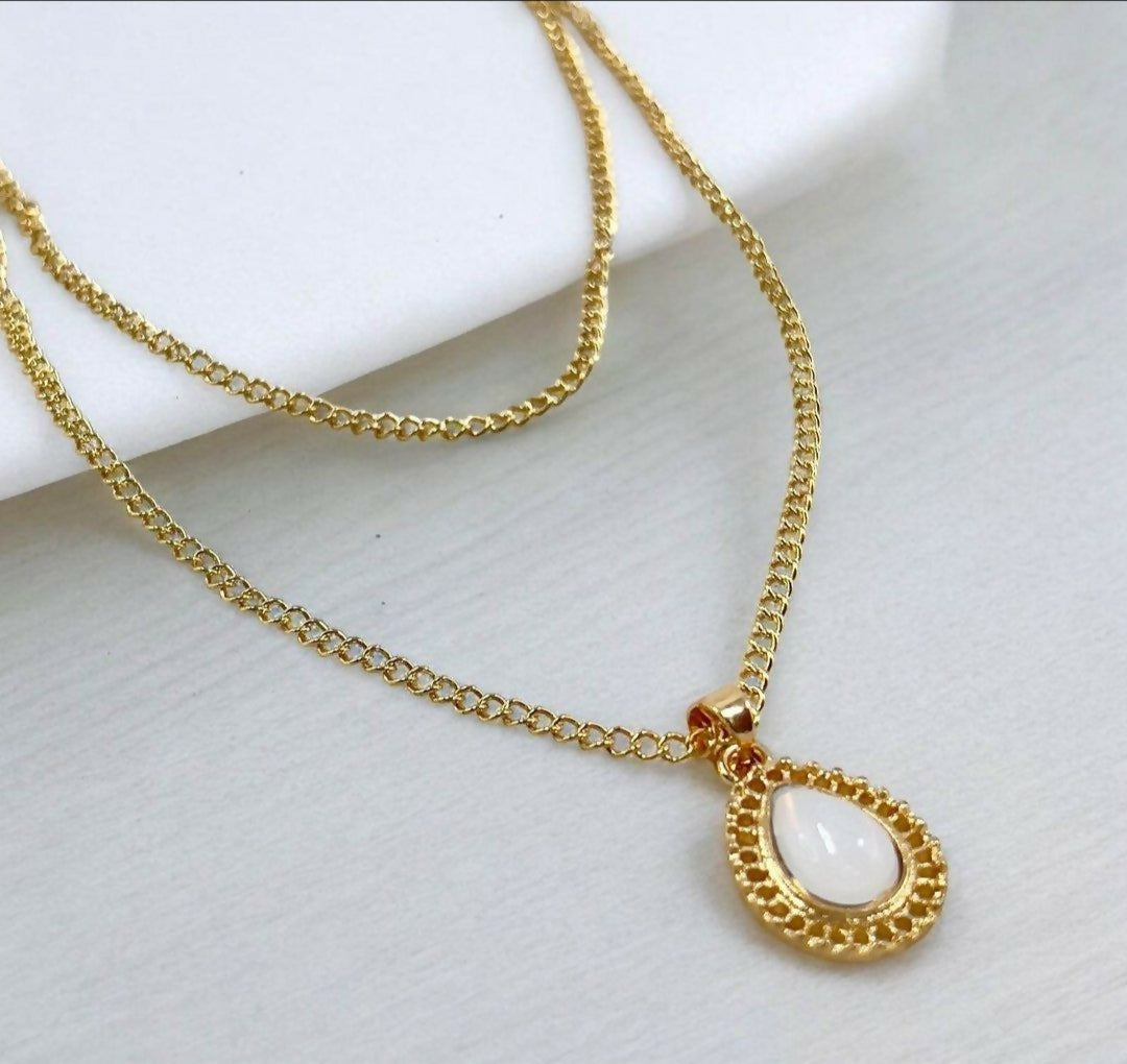 Double Chain/Tear Drop Necklace-304 | Women Jewelry | Necklaces & Pendants | Brand New