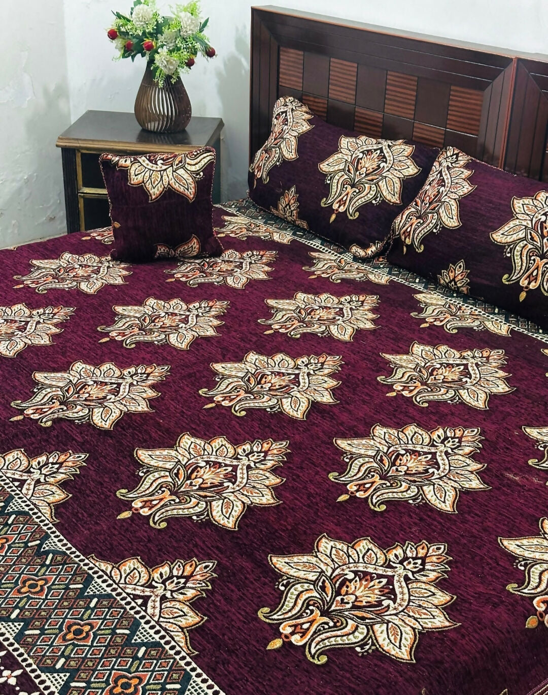 4 PC Velvet Jacquard Bedsheets | For Your Home | Home & Decor | King Size | Brand New