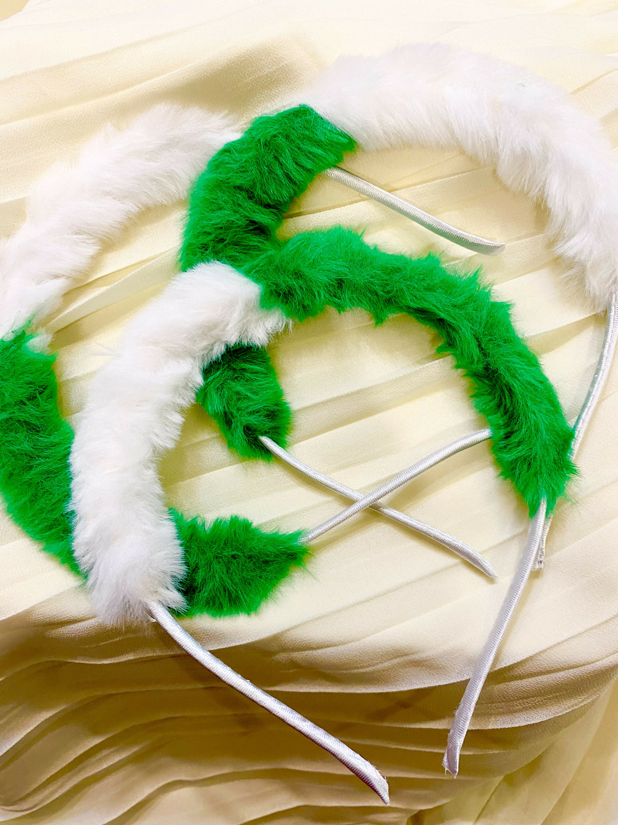 Fur Hair Band | Kids | Girls Accessories | Green & White | Brand New