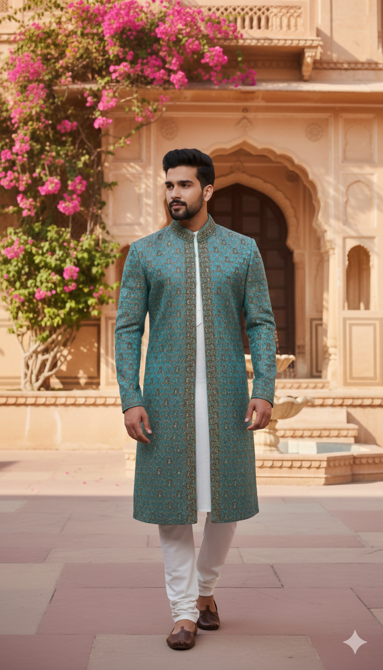 Indian Kumkhawab Sherwani | Men Shalwar Kameez | XLarge | Preloved