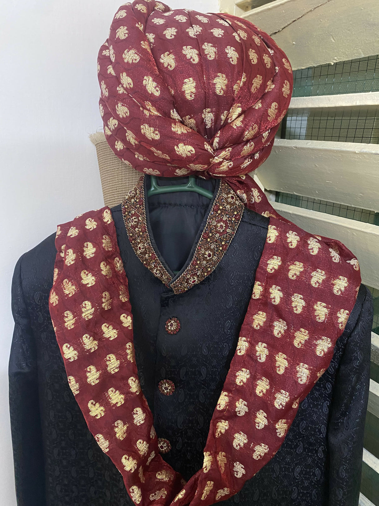 Groom Black Sherwani | Men Shalwar Kameez | Medium | Worn Once