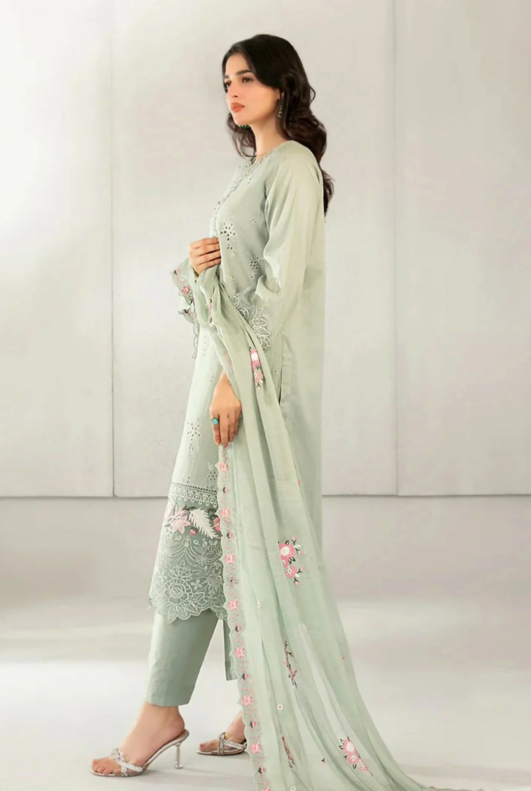 3 PCS Lawn Embroidered Dress | Women Locally Made Kurta | Sky Blue, Skin, Plum, Mint | All Sizes | Brand New