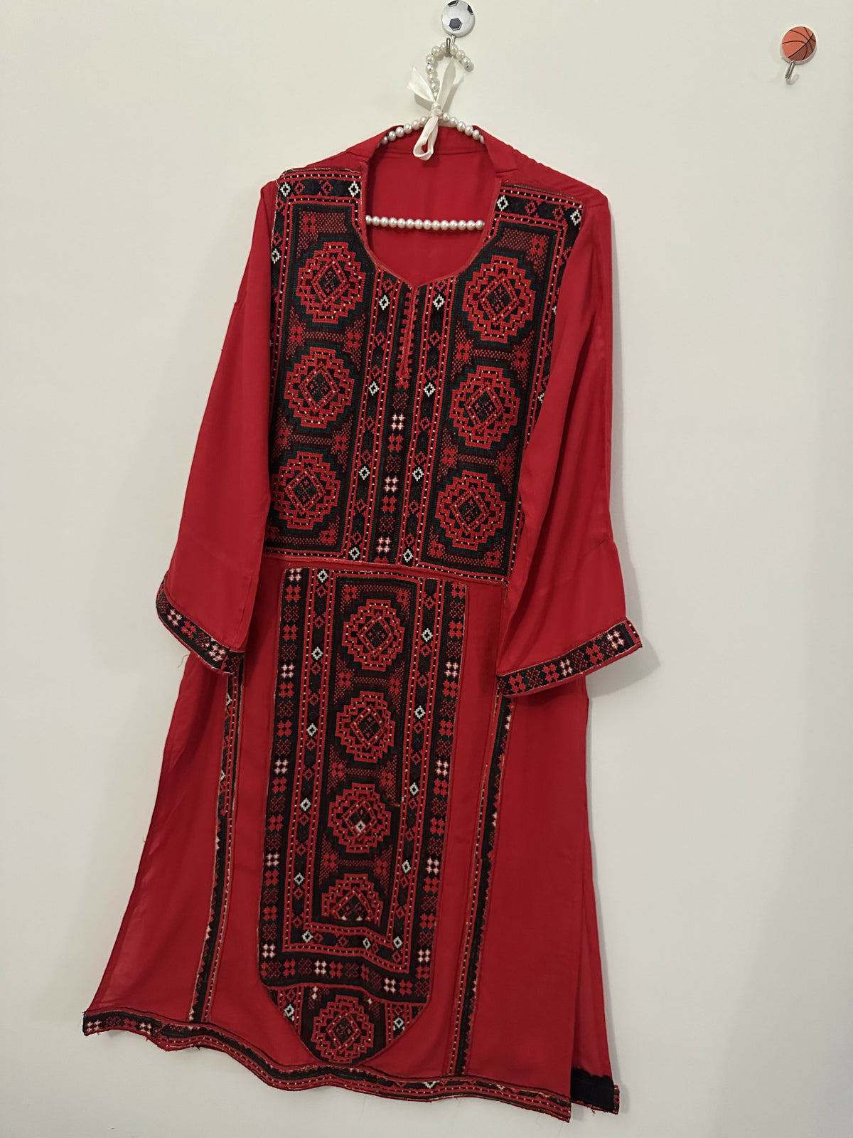 Sindhi Embroidered Shirt | Women Locally Made Kurta | Red | Small | Preloved