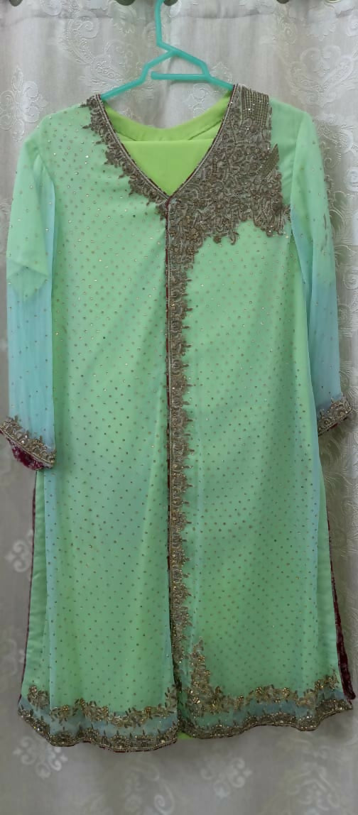 Green Embroidered Shirt | Women Embroidered Anrahkha | Worn Once