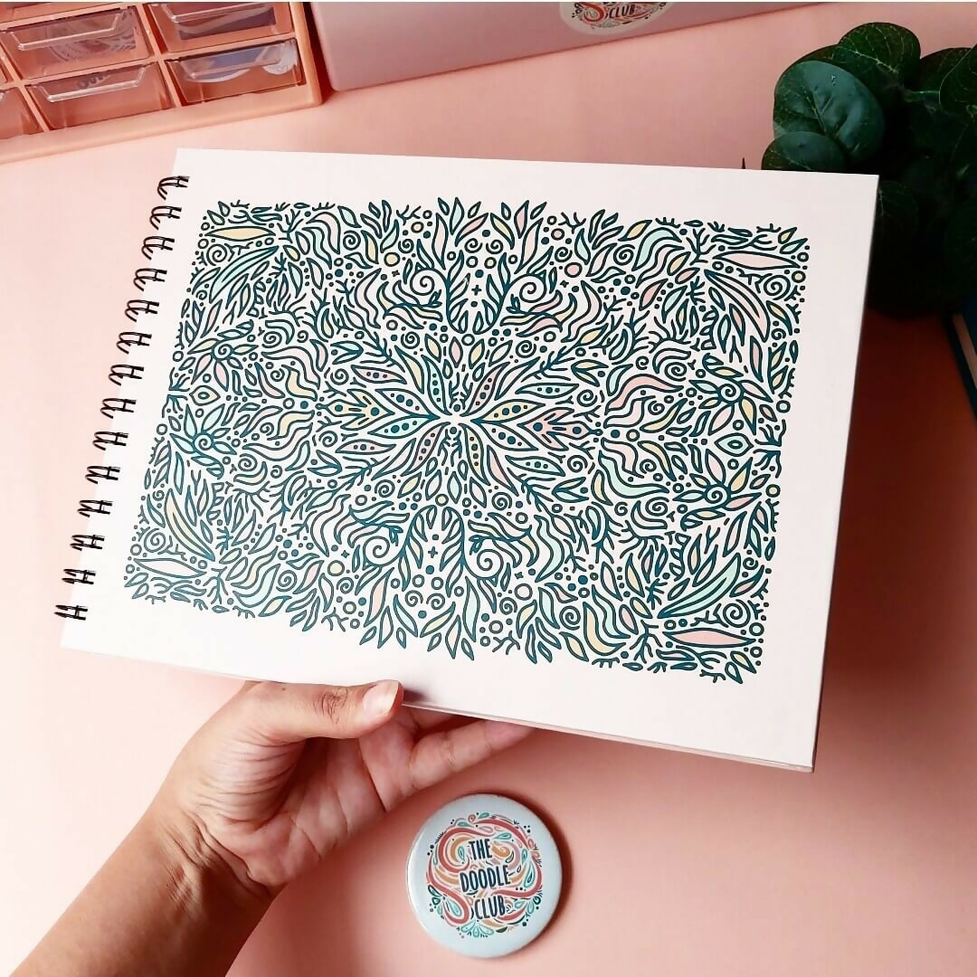 Leaves Doodle Pastel Pink Sketchbook | For Your Home | Books | New