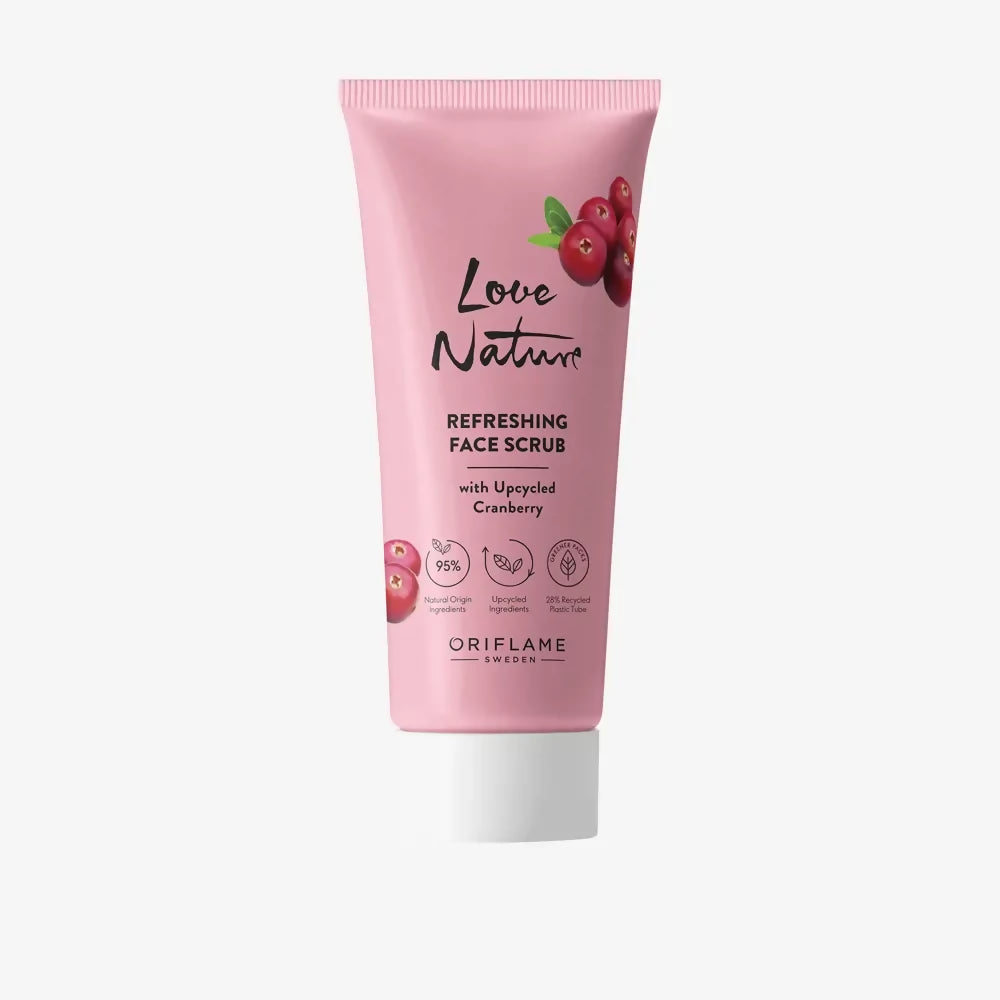 Oriflame | Love Nature Refreshing Face Scrub with Upcycled Cranberry | Women Beauty Skincare | 30 ml | Brand New