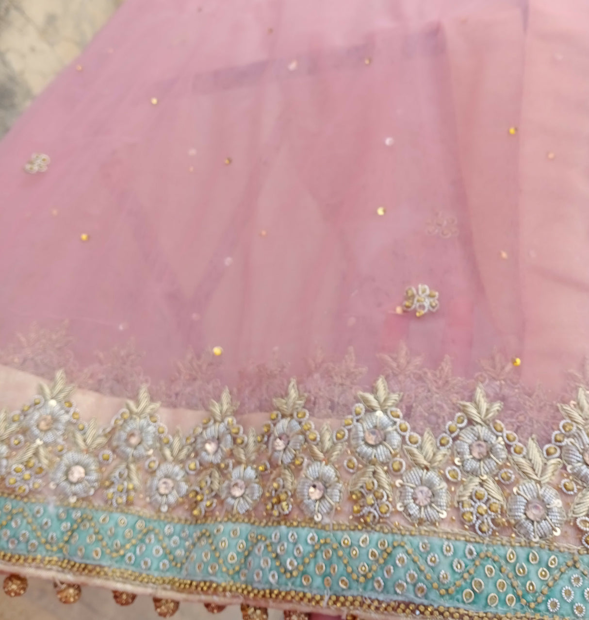 Tea Pink Net Maxi | Women Bridals | Valima/Reception | Medium | Worn Once