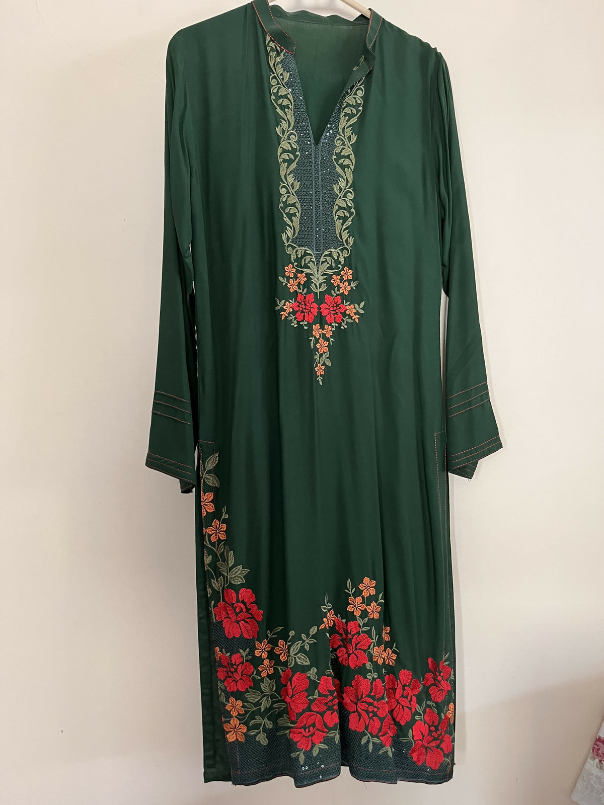 Green & Red Embroidered 2Pc | Women Locally Made Formals | Small | New