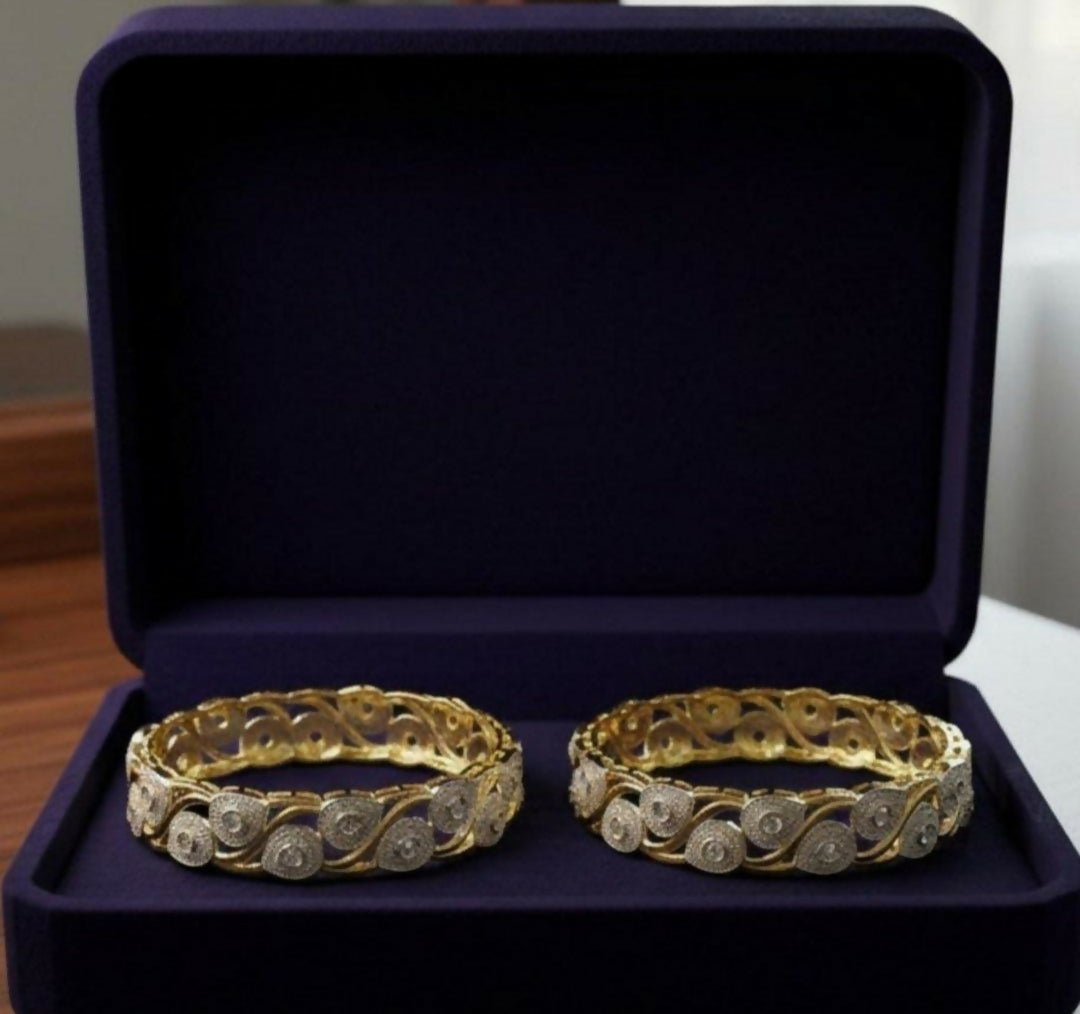 Round Leaf Stone Bangle Set-00022 | Women Jewelry | Bangles/Bracelets | Brand New