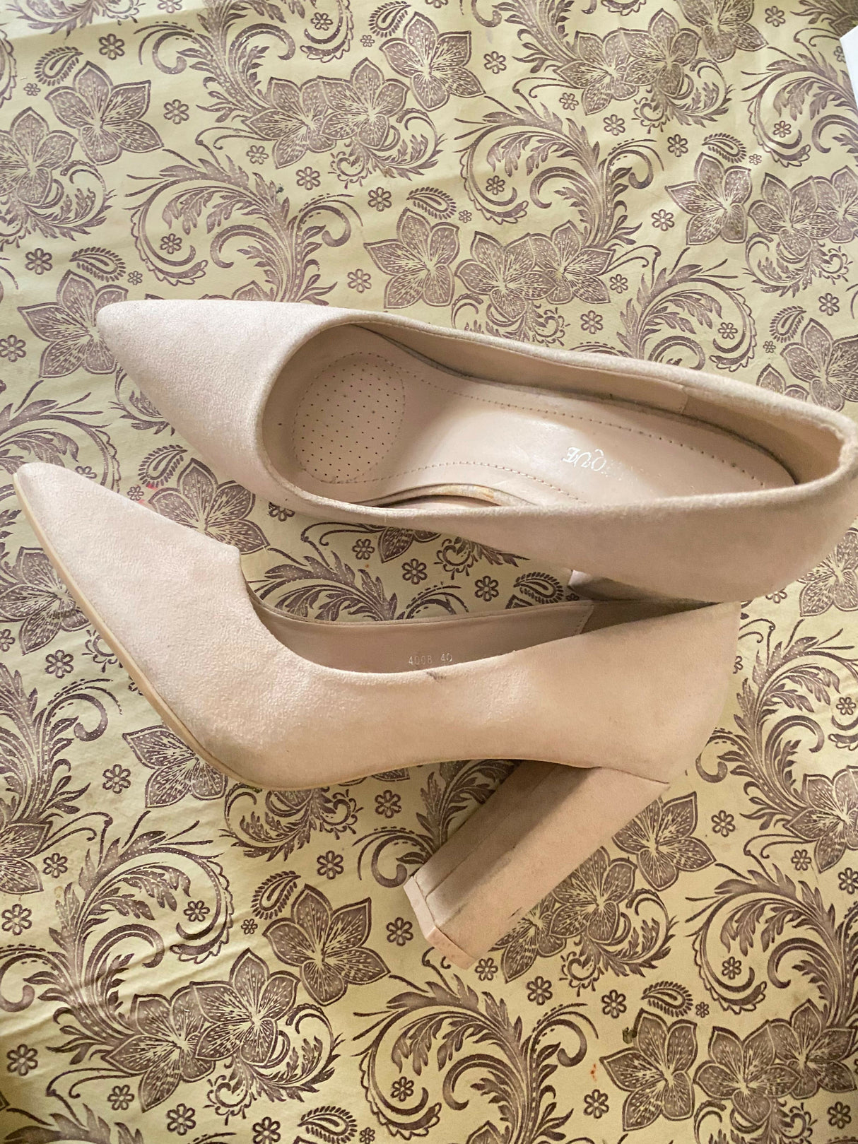 Beige Block Heels | Women Shoes Heels | Size: 40 EU | Preloved