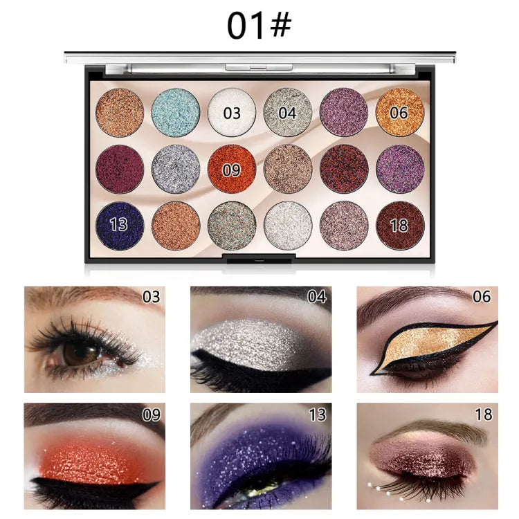 Buy Miss Rose 18 Colors Sequins Glitter Powder High Gloss Pearly Eye Shadow Palette in Pakistan
