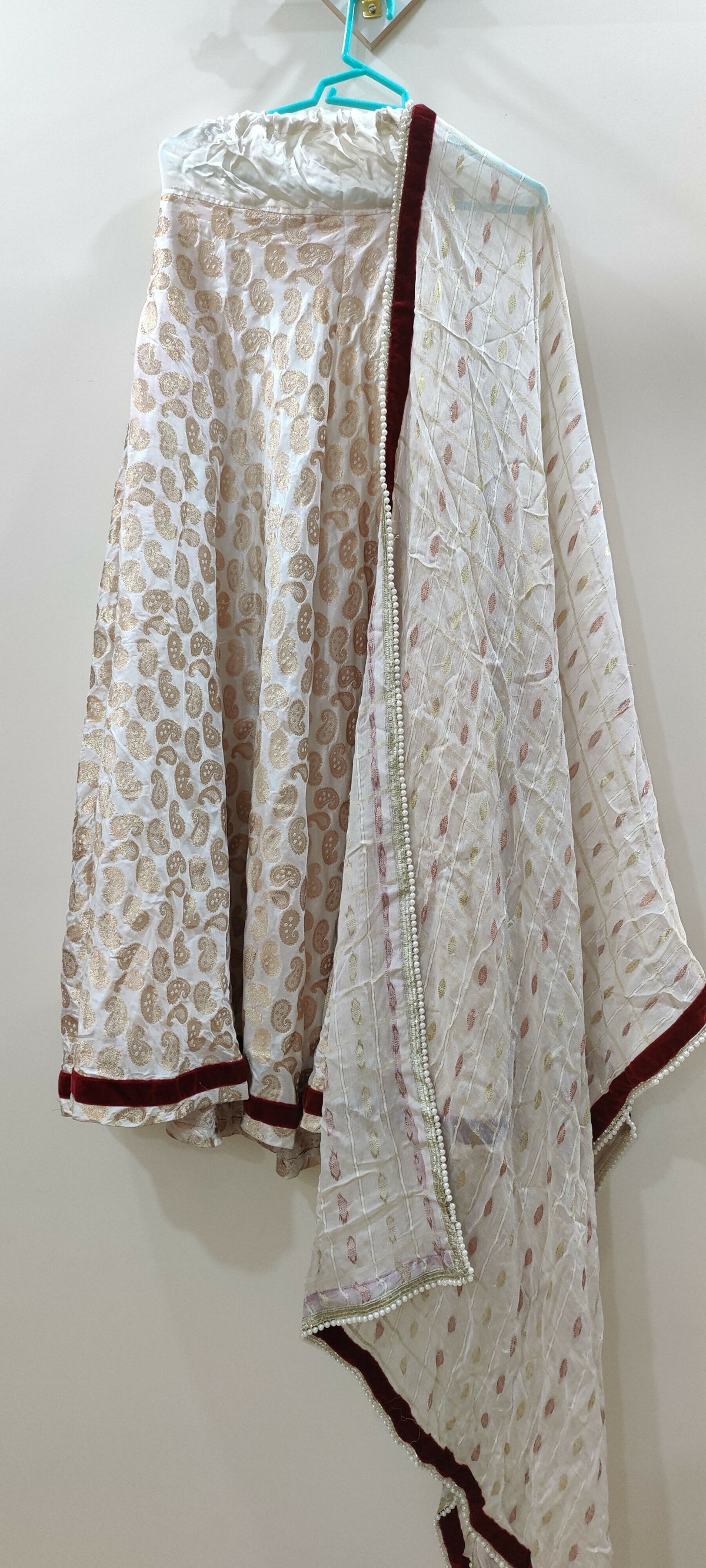 Dull Golden Sharara and Dupatta | Women locally Made Formals | Ghararas, Shararas & Lehngas | Small | Worn Once