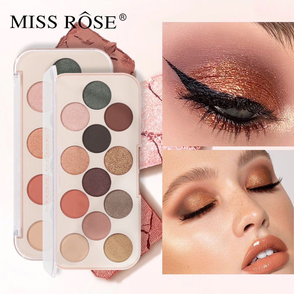 Buy Miss Rose 12 Colors Eyeshadow Palette Matte Shimmer Waterproof Rainbow Color High Pigment in Pakistan