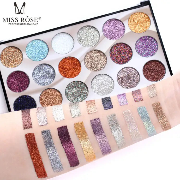 Buy Miss Rose 18 Colors Sequins Glitter Powder High Gloss Pearly Eye Shadow Palette in Pakistan