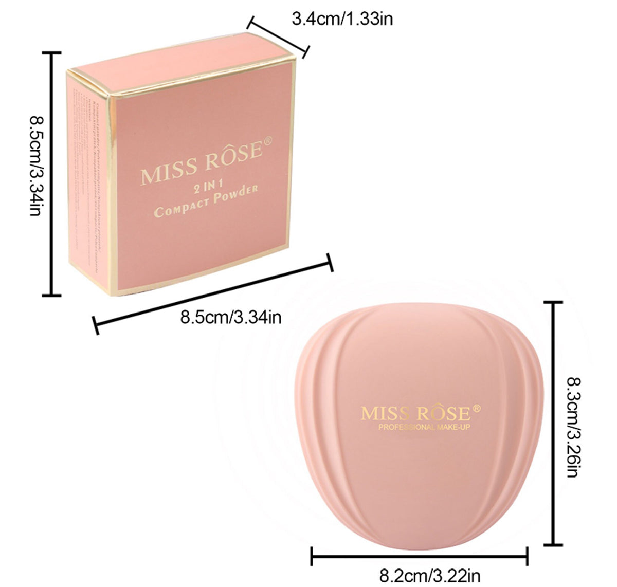 Buy Miss Rose 3 in 1 2 Color Setting Transparent Pressed Compact Powder in Pakistan