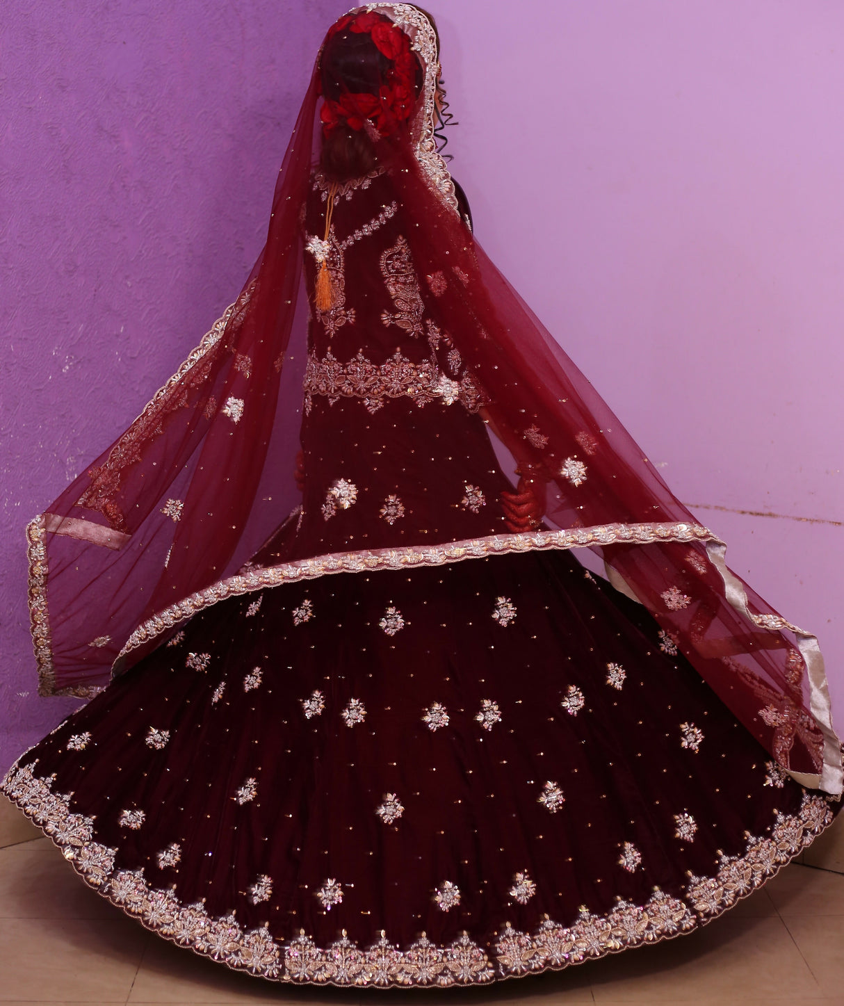 Divine Maroon Bridal Suit | Women Bridals | Medium | Worn Once